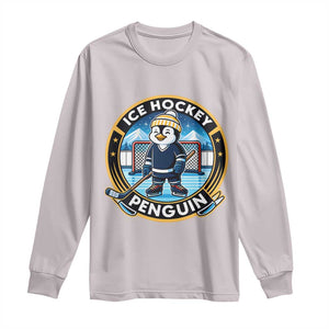 Funny Penguin Hockey Player Long Sleeve Shirt Sports Fan Gift TS12 Ice Gray Print Your Wear