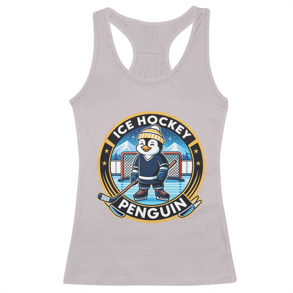 Funny Penguin Hockey Player Racerback Tank Top Sports Fan Gift TS12 Ice Gray Print Your Wear