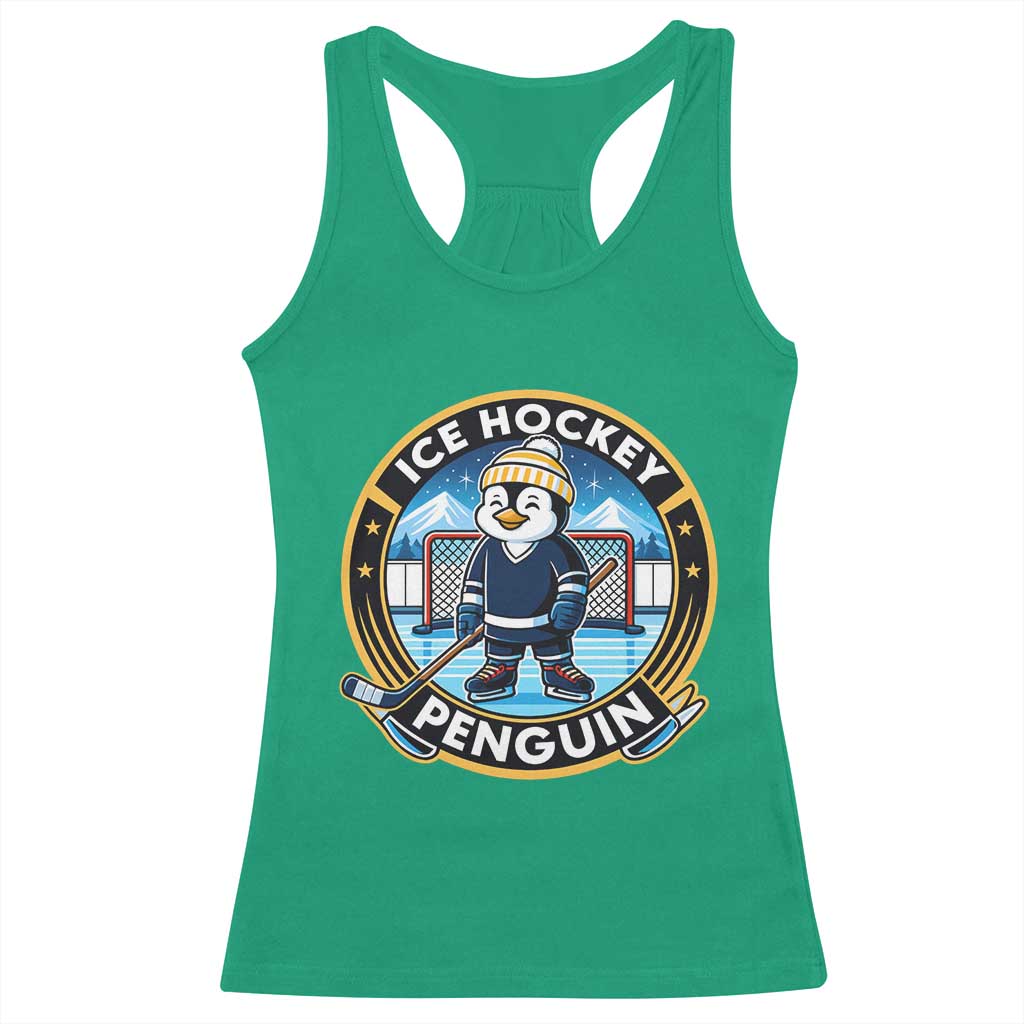 Funny Penguin Hockey Player Racerback Tank Top Sports Fan Gift TS12 Irish Green Print Your Wear