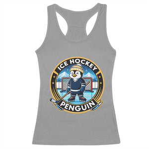 Funny Penguin Hockey Player Racerback Tank Top Sports Fan Gift TS12 Sport Gray Print Your Wear
