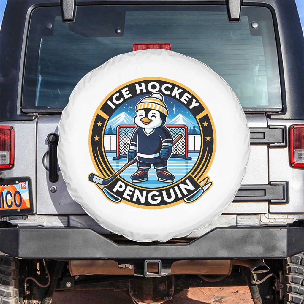 Funny Penguin Hockey Player Spare Tire Cover Sports Fan Gift TS12 No hole White Print Your Wear