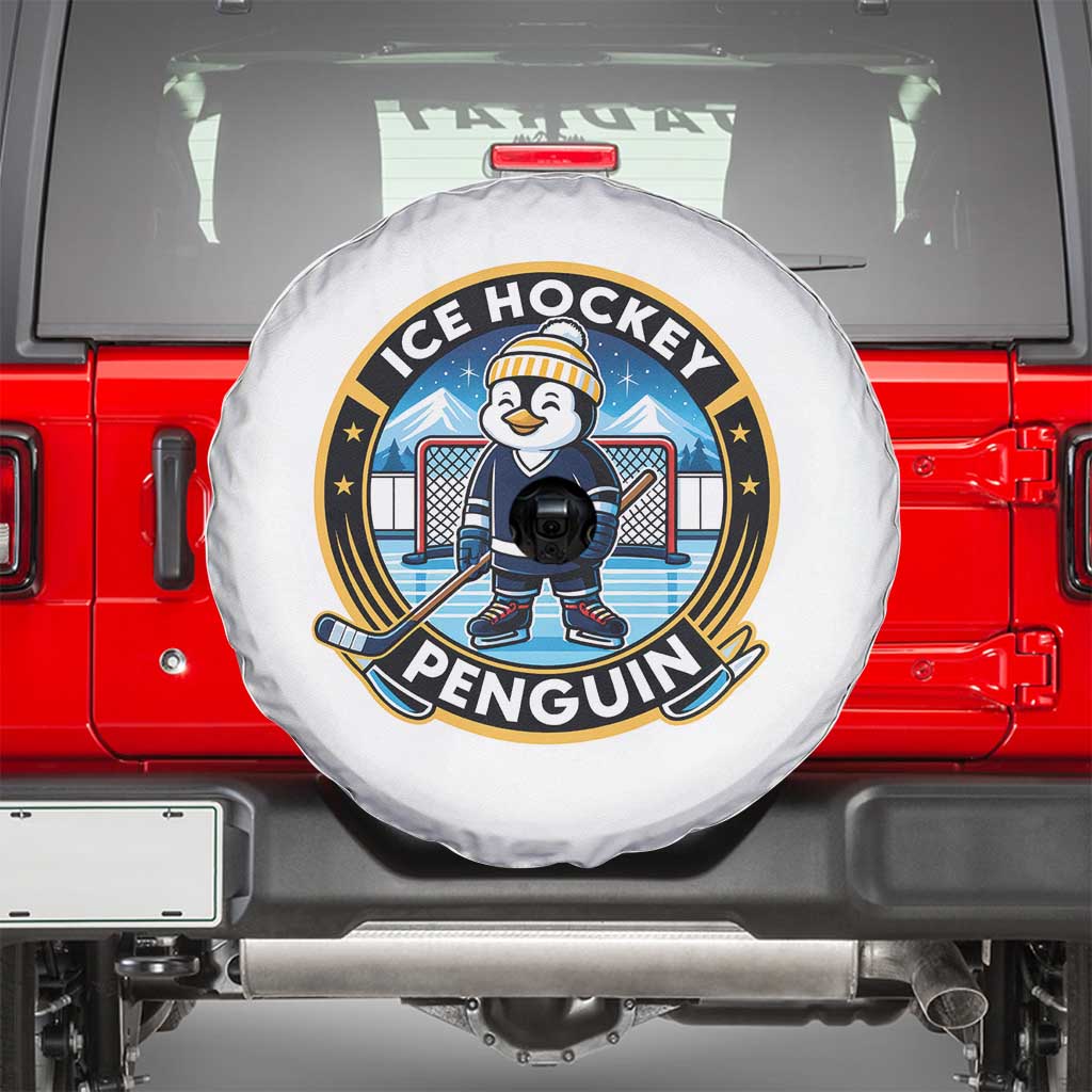 Funny Penguin Hockey Player Spare Tire Cover Sports Fan Gift TS12 White Print Your Wear