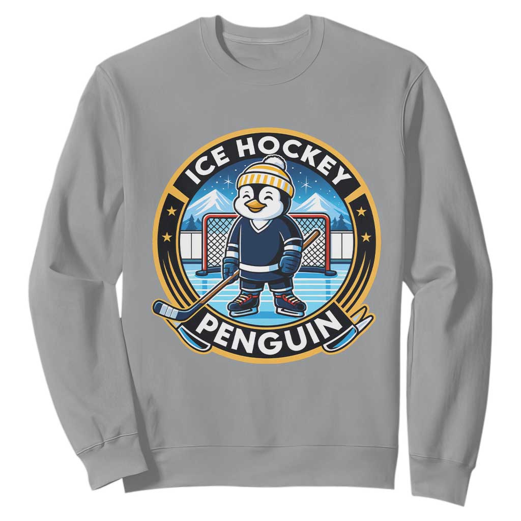 Funny Penguin Hockey Player Sweatshirt Sports Fan Gift TS12 Sport Gray Print Your Wear