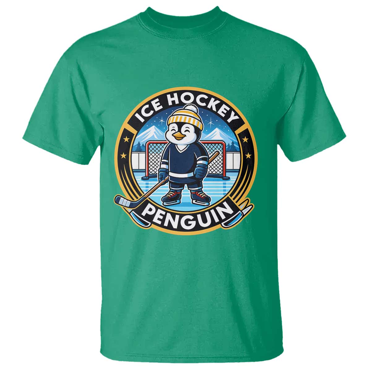 Funny Penguin Hockey Player T Shirt Sports Fan Gift TS12 Irish Green Print Your Wear