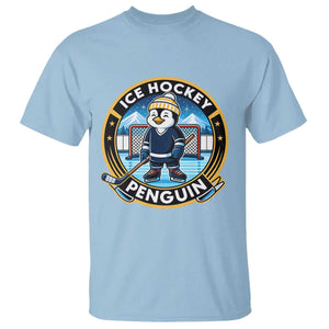 Funny Penguin Hockey Player T Shirt Sports Fan Gift TS12 Light Blue Print Your Wear