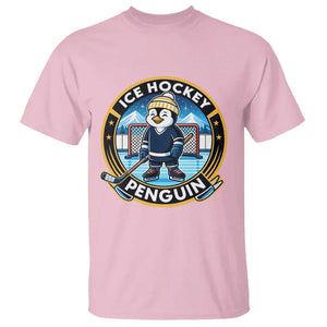 Funny Penguin Hockey Player T Shirt Sports Fan Gift TS12 Light Pink Print Your Wear