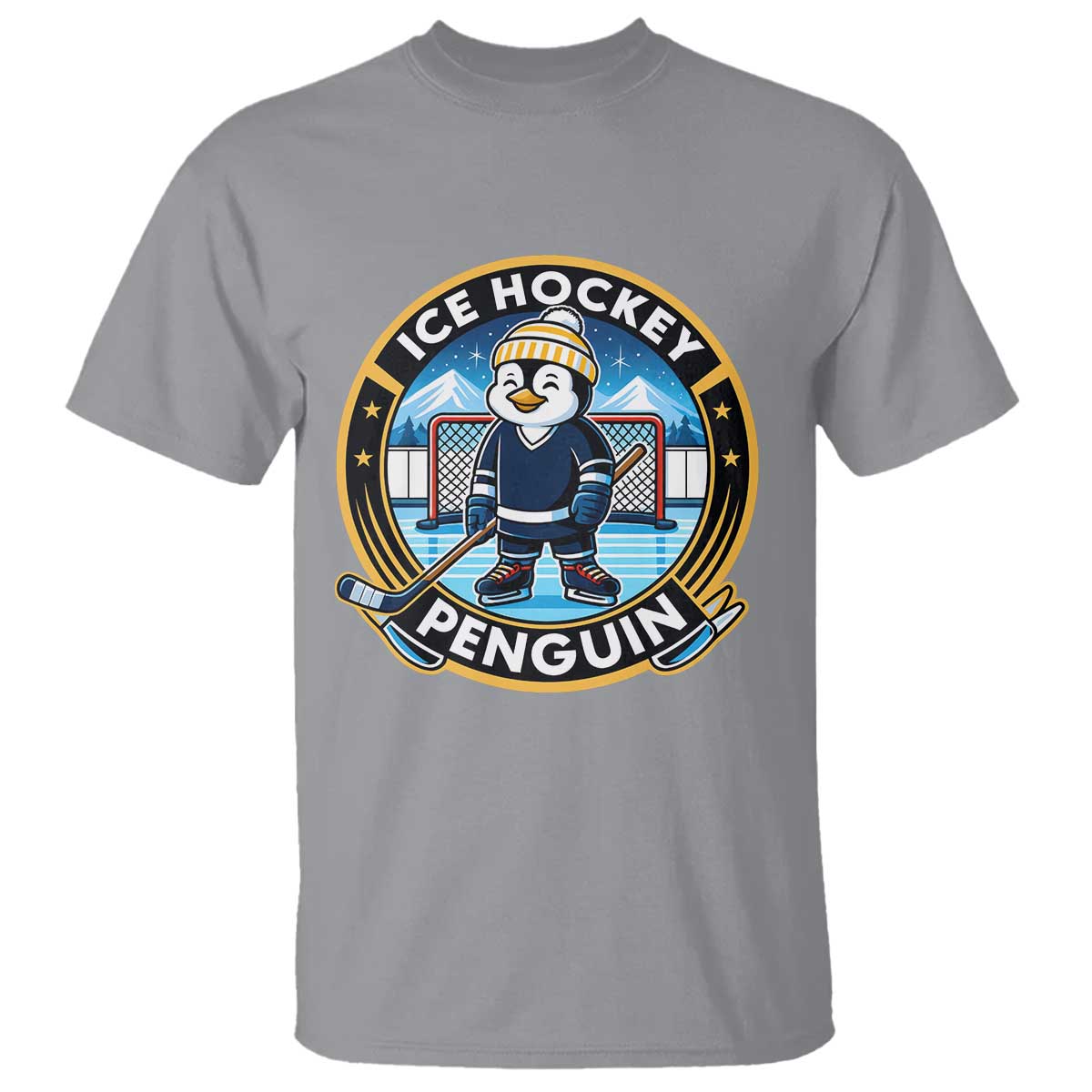 Funny Penguin Hockey Player T Shirt Sports Fan Gift TS12 Sport Gray Print Your Wear