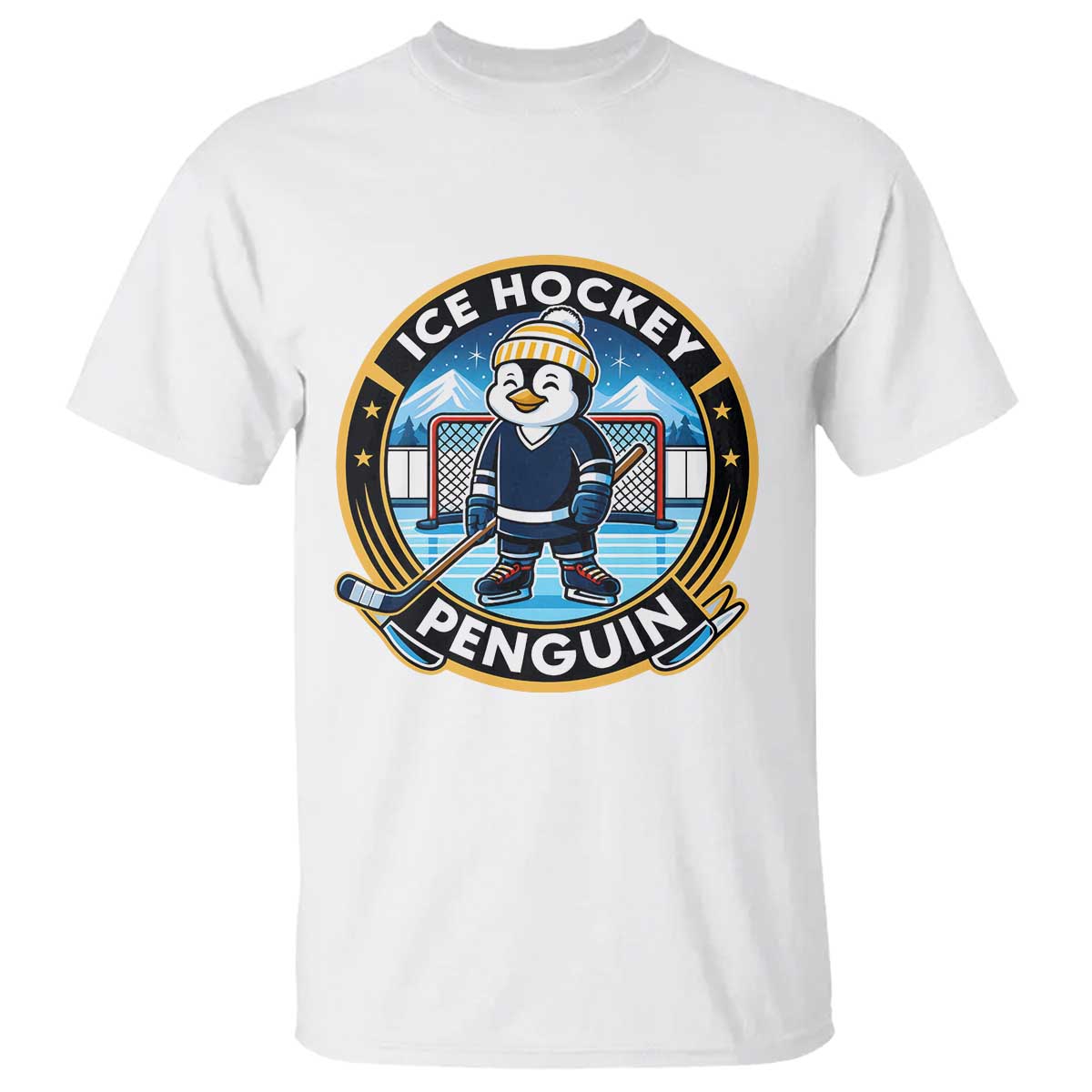 Funny Penguin Hockey Player T Shirt Sports Fan Gift TS12 White Print Your Wear