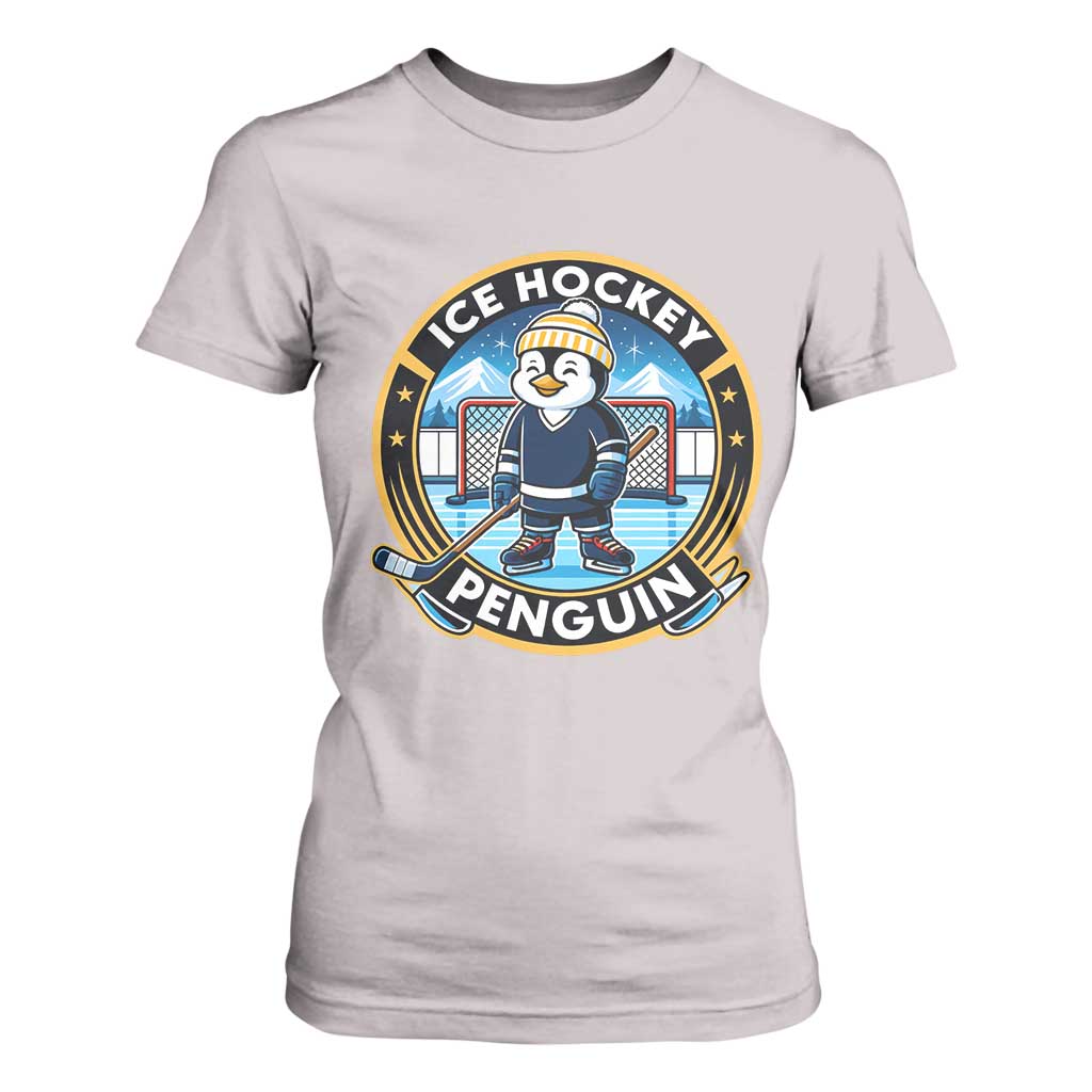 Funny Penguin Hockey Player T Shirt For Women Sports Fan Gift TS12 Ice Gray Print Your Wear