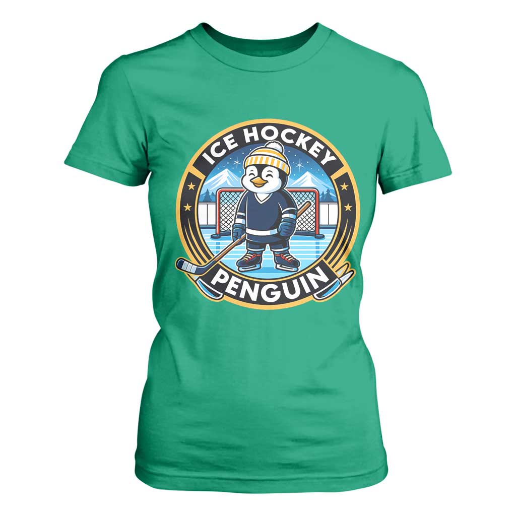 Funny Penguin Hockey Player T Shirt For Women Sports Fan Gift TS12 Irish Green Print Your Wear