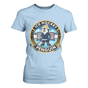 Funny Penguin Hockey Player T Shirt For Women Sports Fan Gift TS12 Light Blue Print Your Wear