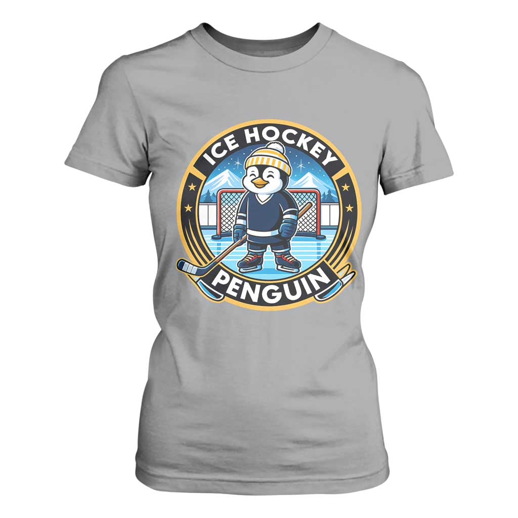 Funny Penguin Hockey Player T Shirt For Women Sports Fan Gift TS12 Sport Gray Print Your Wear