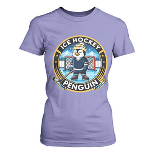 Funny Penguin Hockey Player T Shirt For Women Sports Fan Gift TS12 Violet Print Your Wear