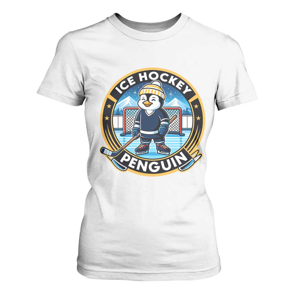 Funny Penguin Hockey Player T Shirt For Women Sports Fan Gift TS12 White Print Your Wear