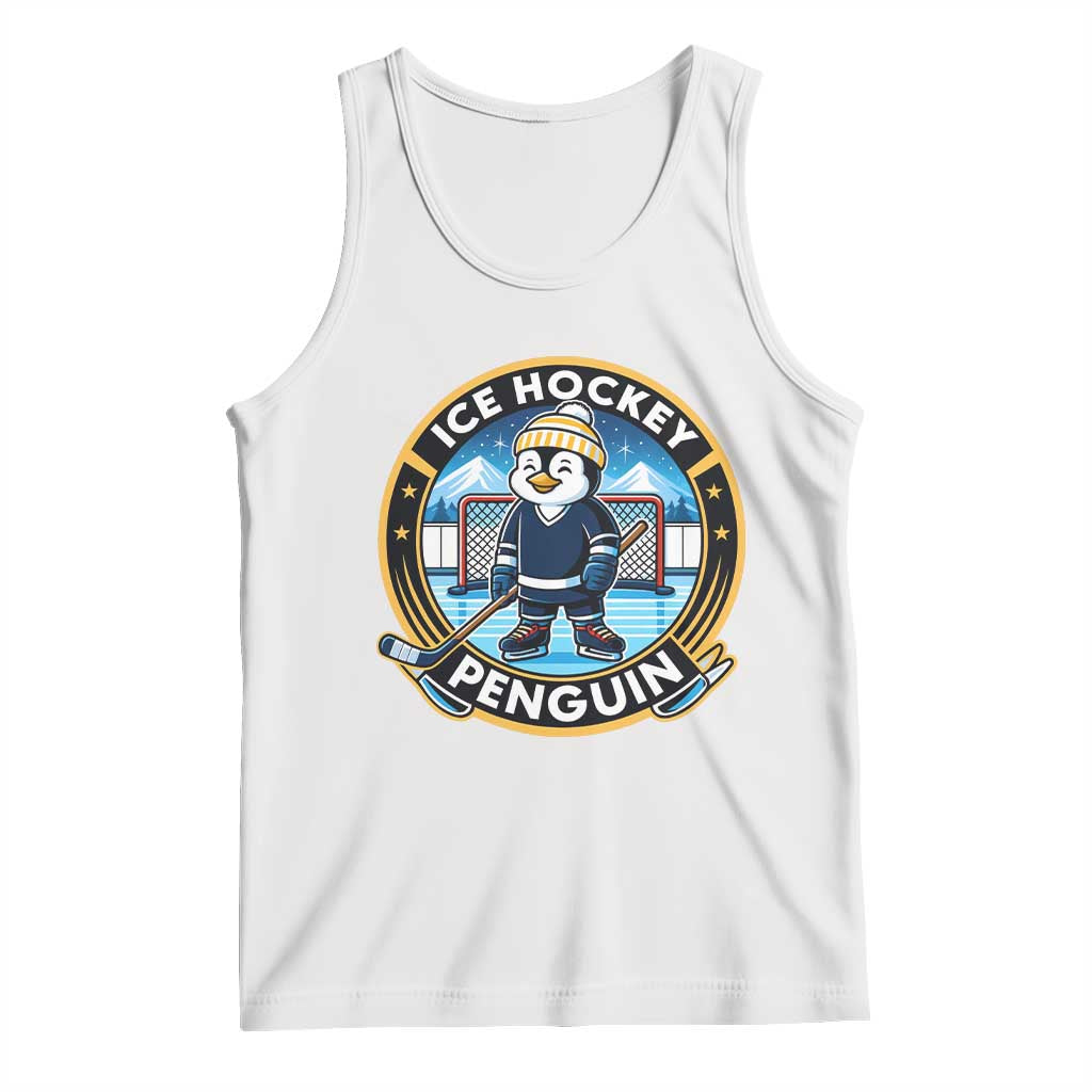 Funny Penguin Hockey Player Tank Top Sports Fan Gift TS12 White Print Your Wear