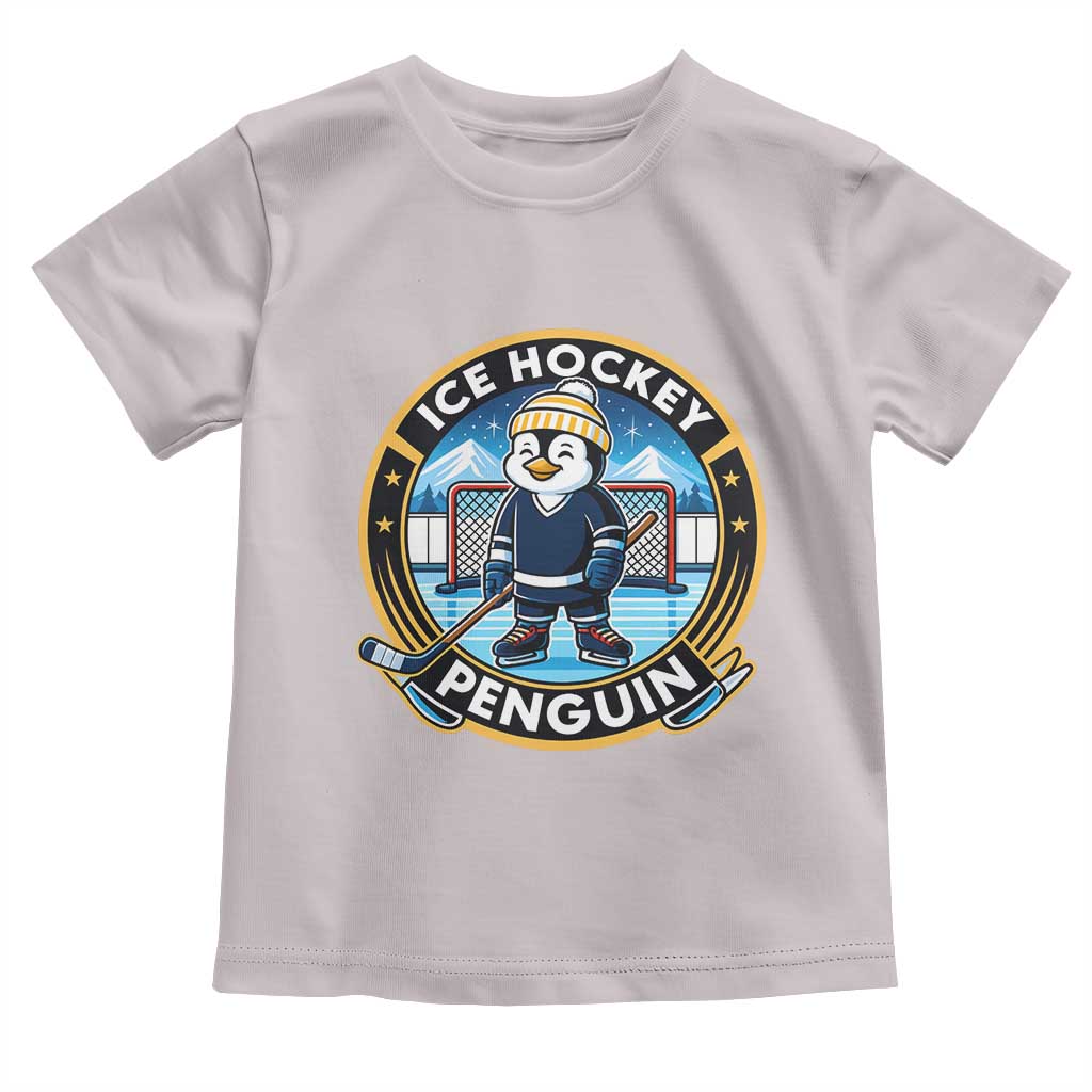 Funny Penguin Hockey Player Toddler T Shirt Sports Fan Gift TS12 Ice Gray Print Your Wear