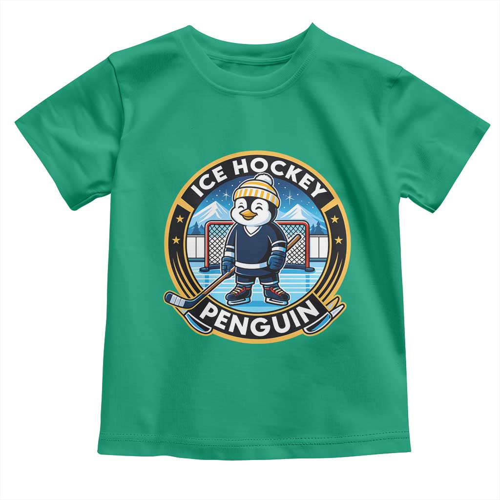 Funny Penguin Hockey Player Toddler T Shirt Sports Fan Gift TS12 Irish Green Print Your Wear