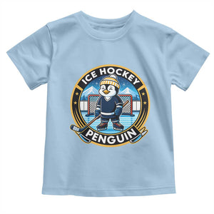 Funny Penguin Hockey Player Toddler T Shirt Sports Fan Gift TS12 Light Blue Print Your Wear