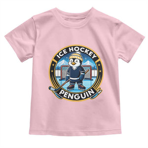 Funny Penguin Hockey Player Toddler T Shirt Sports Fan Gift TS12 Light Pink Print Your Wear