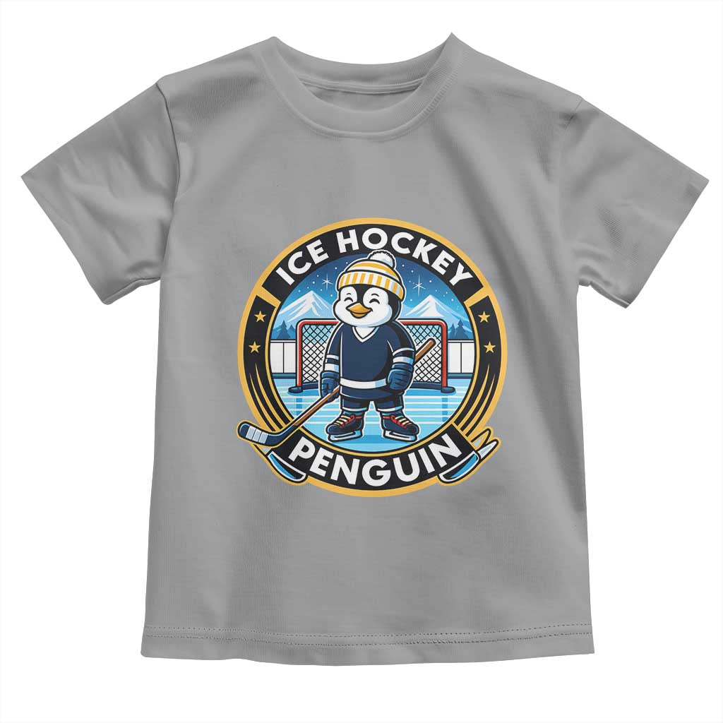 Funny Penguin Hockey Player Toddler T Shirt Sports Fan Gift TS12 Sport Gray Print Your Wear