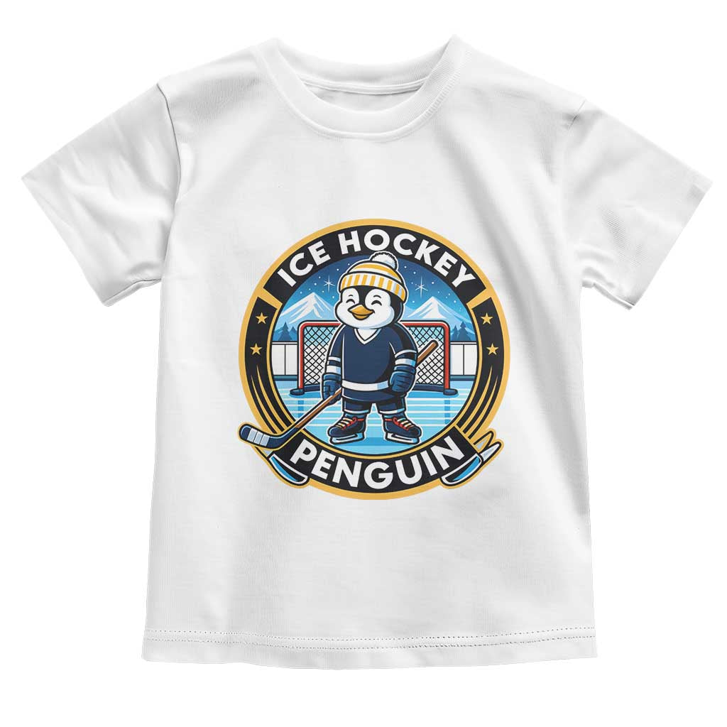 Funny Penguin Hockey Player Toddler T Shirt Sports Fan Gift TS12 White Print Your Wear