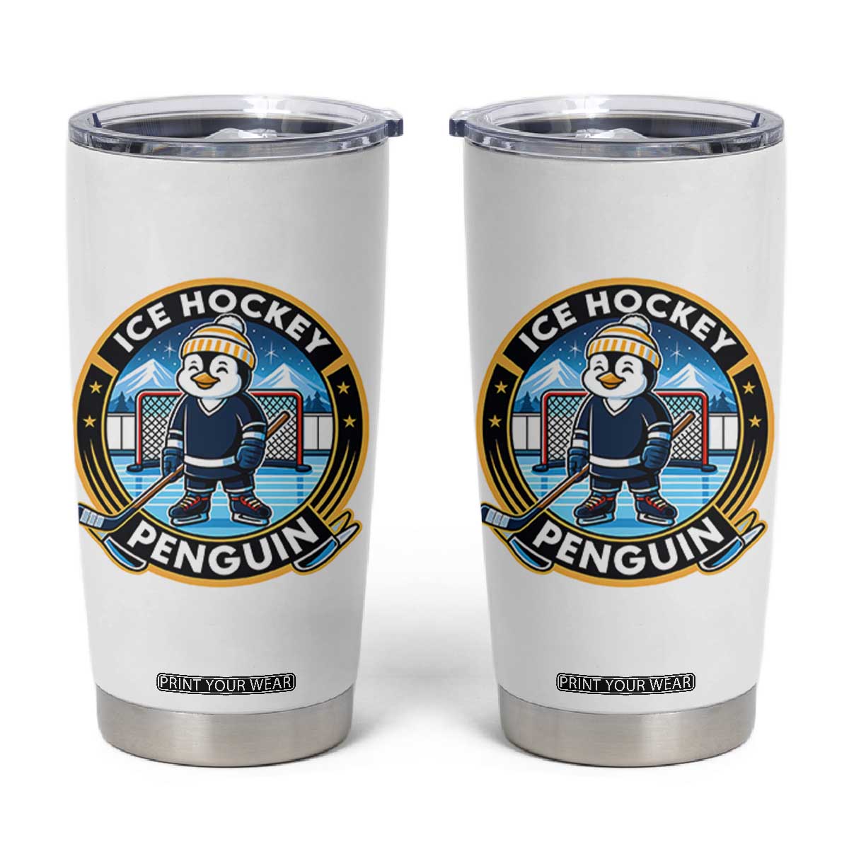 Funny Penguin Hockey Player Tumbler Cup Sports Fan Gift TS12 White Print Your Wear