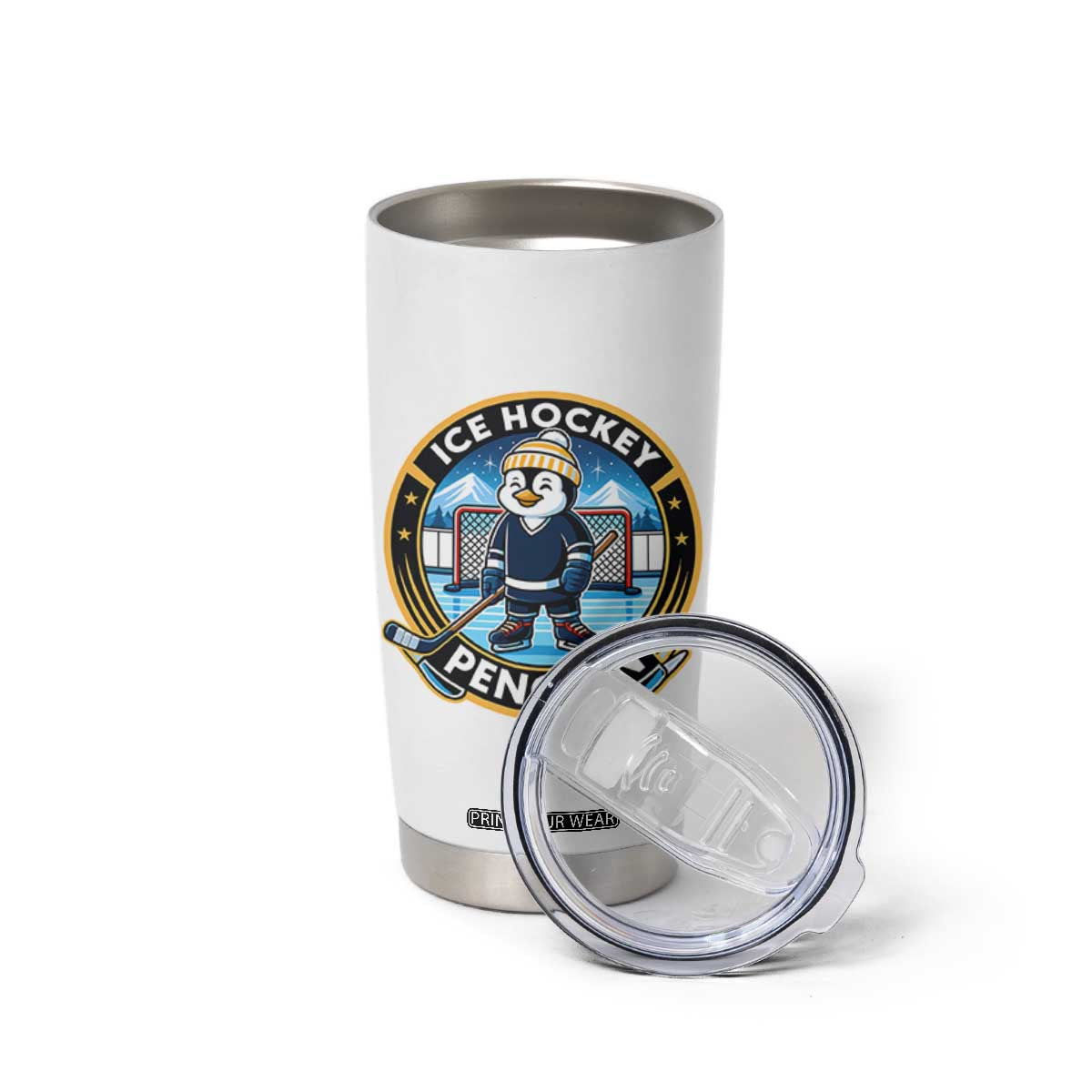 Funny Penguin Hockey Player Tumbler Cup Sports Fan Gift TS12 Print Your Wear