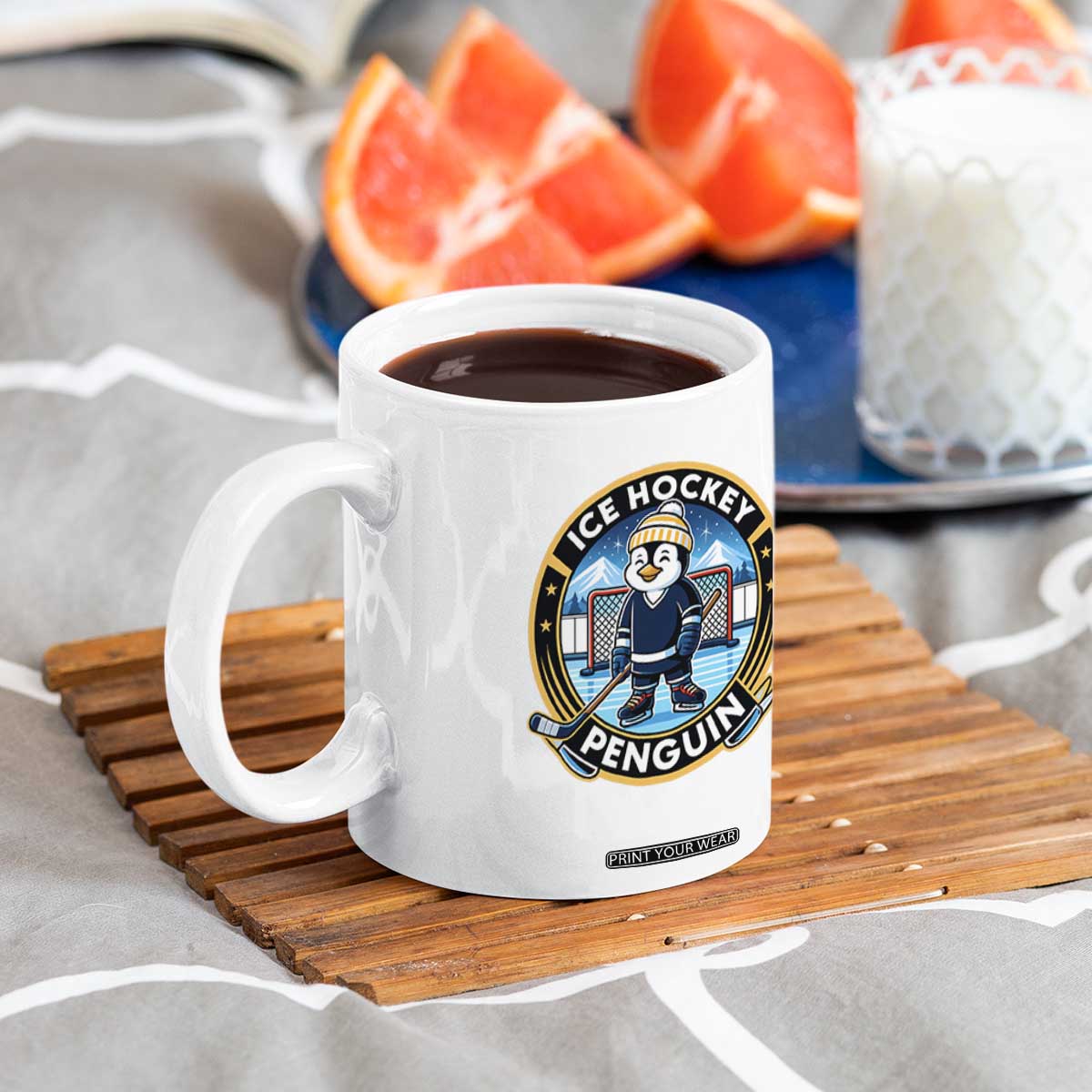 Funny Penguin Hockey Player Coffee Mug Sports Fan Gift TS12 Print Your Wear