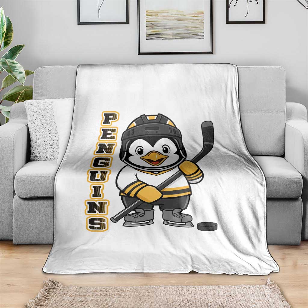 Funny Penguin Playing Ice Hockey Throw Blanket Gift For Kids TS12 Print Your Wear