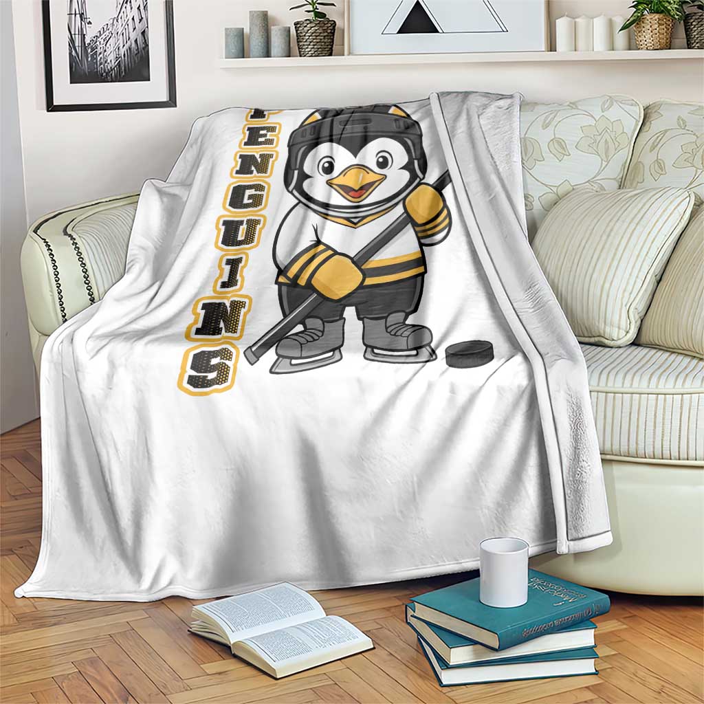 Funny Penguin Playing Ice Hockey Throw Blanket Gift For Kids TS12 Print Your Wear