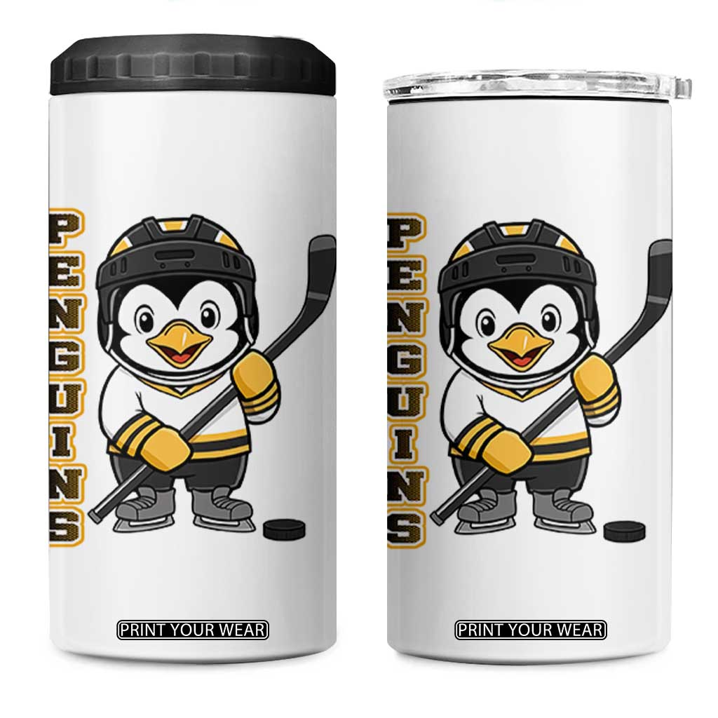 Funny Penguin Playing Ice Hockey 4 in 1 Can Cooler Tumbler Gift For Kids TS12 One Size: 16 oz White Print Your Wear