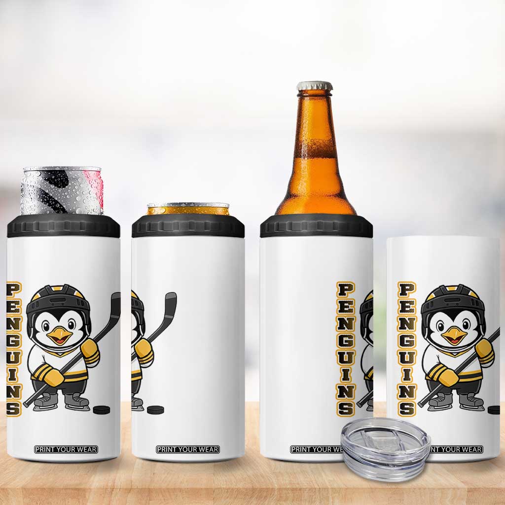 Funny Penguin Playing Ice Hockey 4 in 1 Can Cooler Tumbler Gift For Kids TS12 Print Your Wear