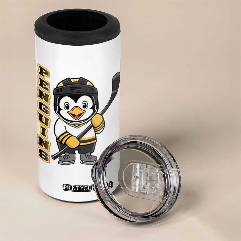 Funny Penguin Playing Ice Hockey 4 in 1 Can Cooler Tumbler Gift For Kids TS12 Print Your Wear