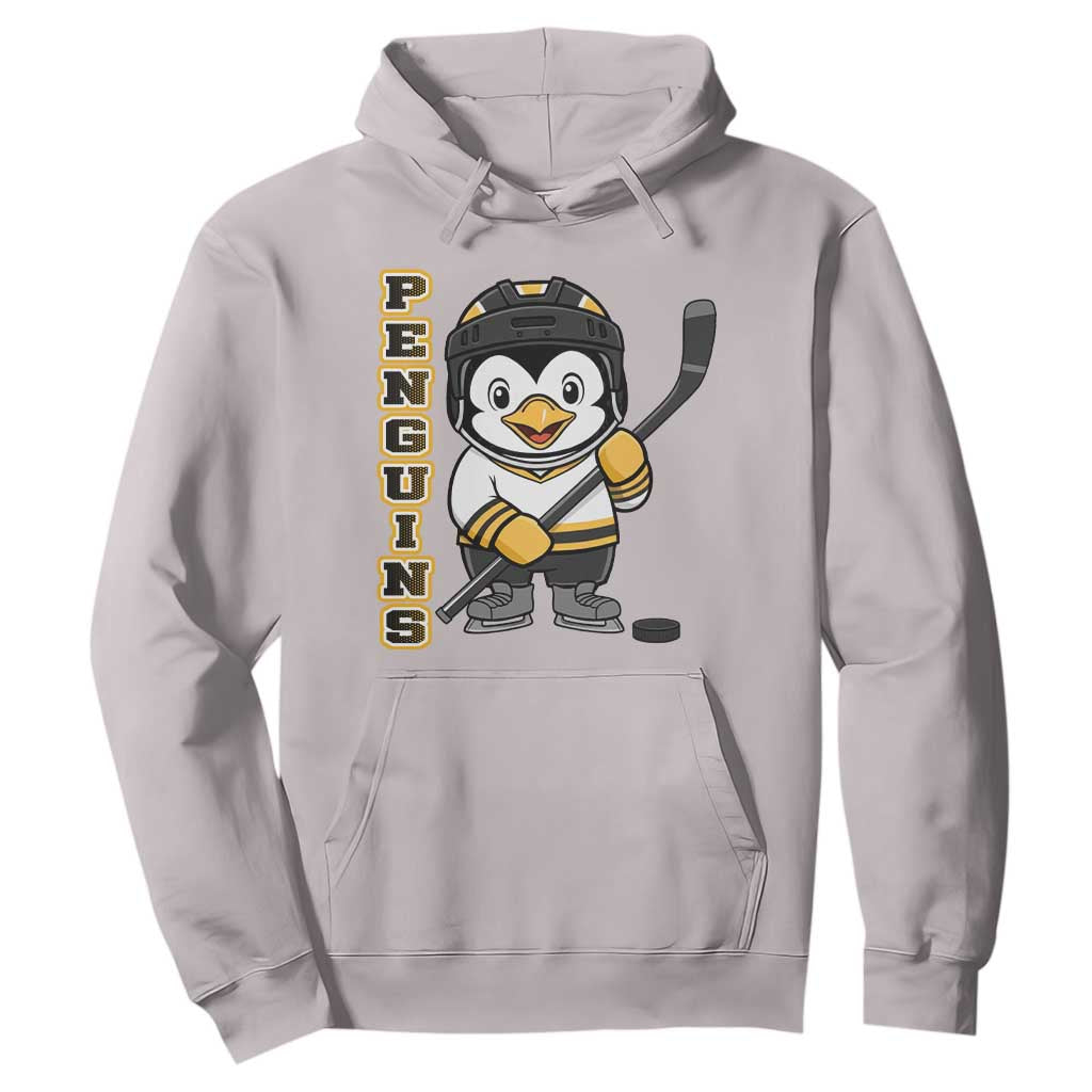 Funny Penguin Playing Ice Hockey Hoodie Gift For Kids TS12 Ice Gray Print Your Wear