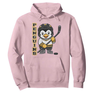 Funny Penguin Playing Ice Hockey Hoodie Gift For Kids TS12 Light Pink Print Your Wear