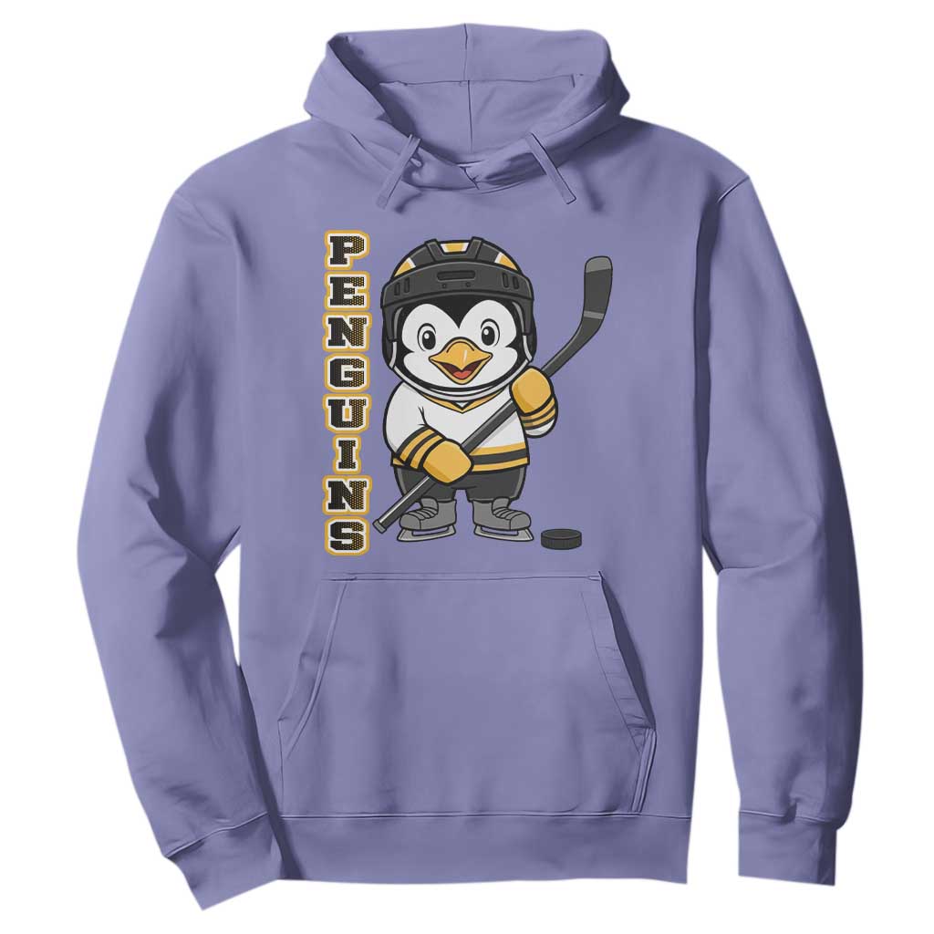 Funny Penguin Playing Ice Hockey Hoodie Gift For Kids TS12 Violet Print Your Wear