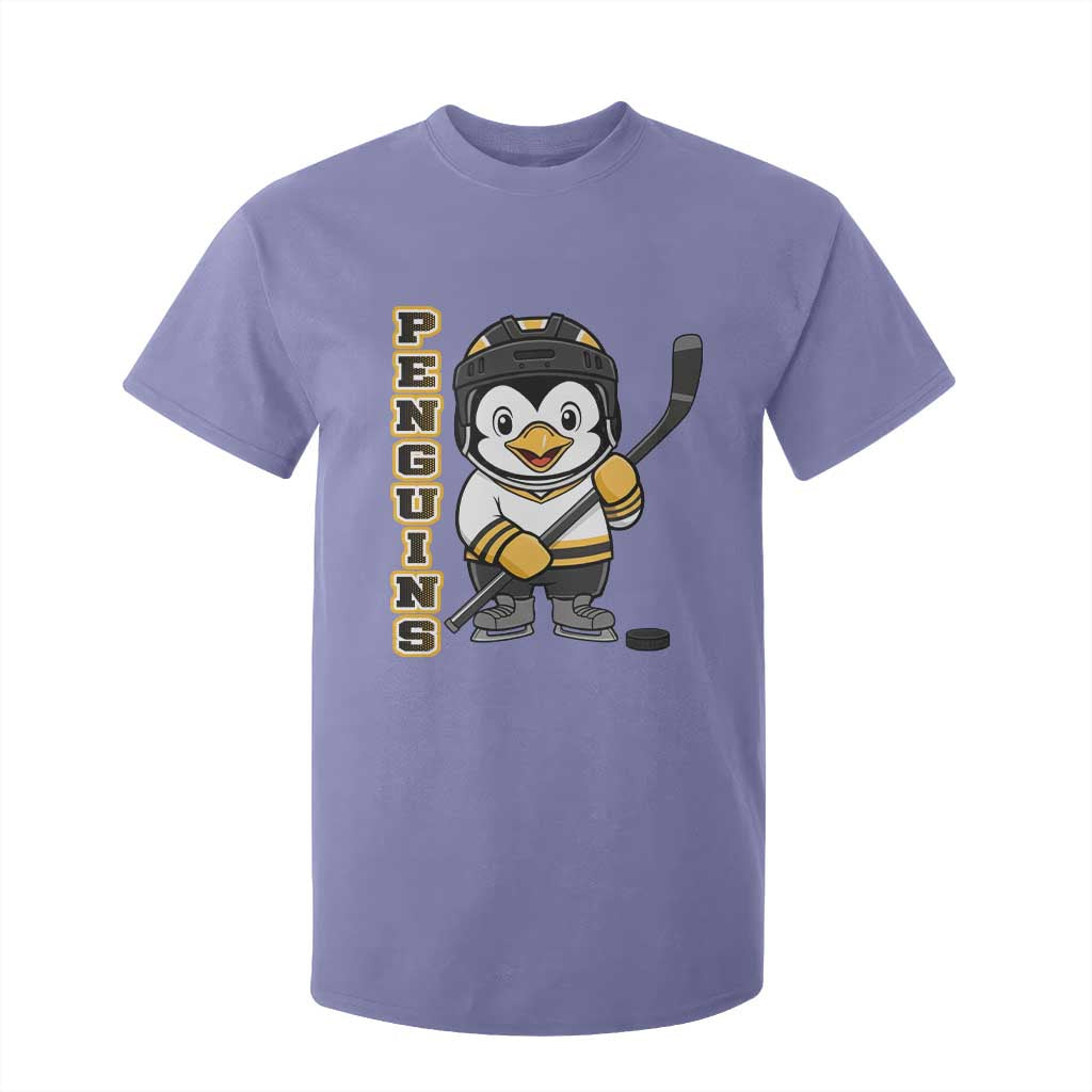 Funny Penguin Playing Ice Hockey T Shirt For Kid Gift For Kids TS12 Violet Print Your Wear