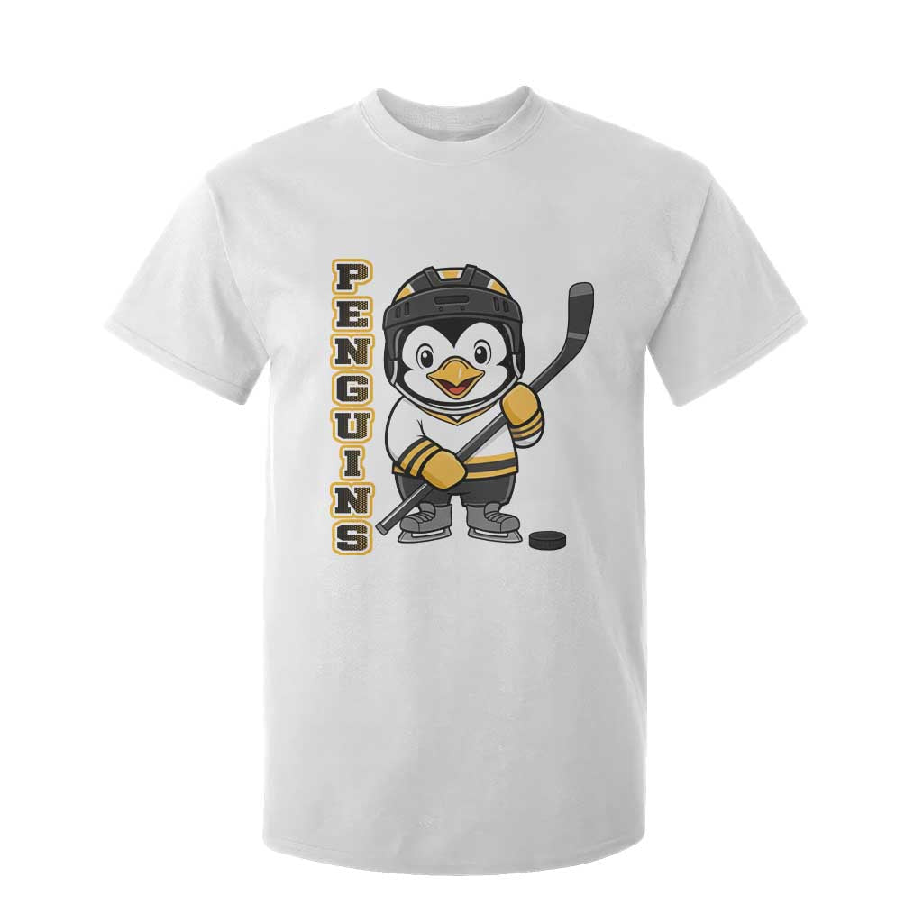 Funny Penguin Playing Ice Hockey T Shirt For Kid Gift For Kids TS12 White Print Your Wear