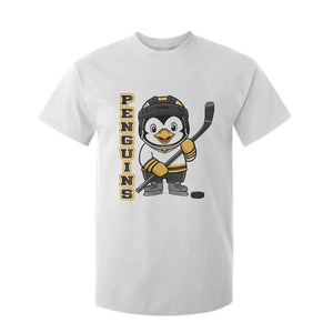 Funny Penguin Playing Ice Hockey T Shirt For Kid Gift For Kids TS12 White Print Your Wear