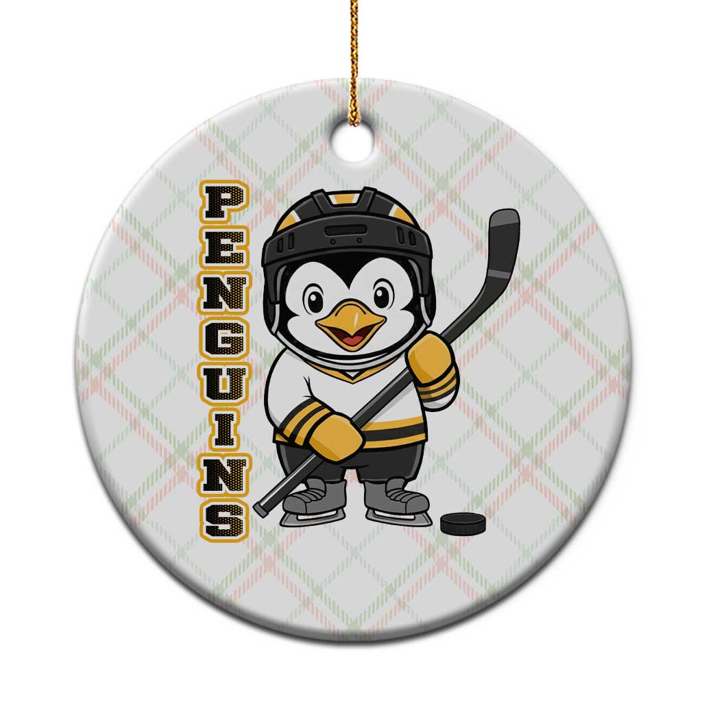 Funny Penguin Playing Ice Hockey Ceramic Ornament Gift For Kids TS12 1pc Christmas Plaid Print Your Wear