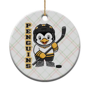 Funny Penguin Playing Ice Hockey Ceramic Ornament Gift For Kids TS12 1pc Christmas Plaid Print Your Wear