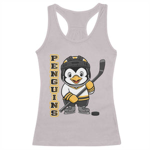 Funny Penguin Playing Ice Hockey Racerback Tank Top Gift For Kids TS12 Ice Gray Print Your Wear