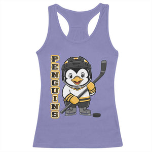 Funny Penguin Playing Ice Hockey Racerback Tank Top Gift For Kids TS12 Violet Print Your Wear