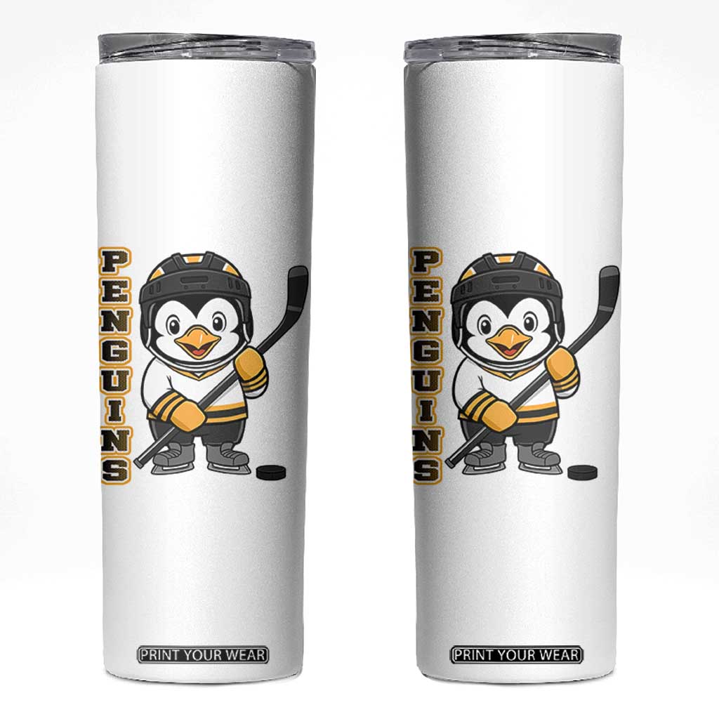 Funny Penguin Playing Ice Hockey Skinny Tumbler Gift For Kids TS12 White Print Your Wear