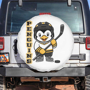 Funny Penguin Playing Ice Hockey Spare Tire Cover Gift For Kids TS12 No hole White Print Your Wear