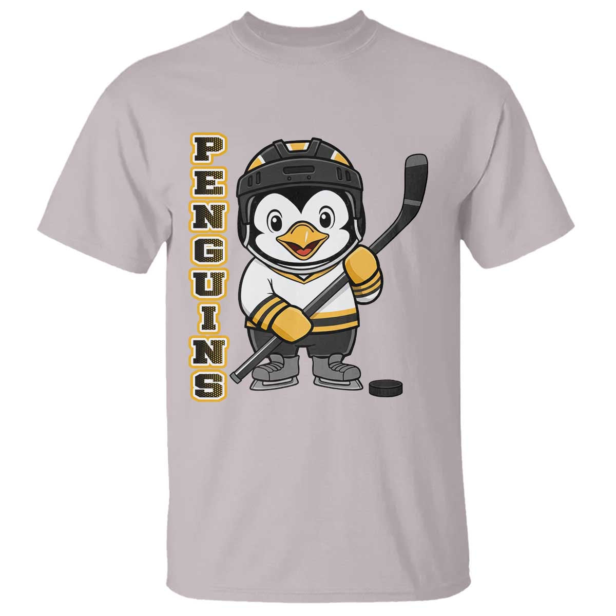 Funny Penguin Playing Ice Hockey T Shirt Gift For Kids TS12 Ice Gray Print Your Wear
