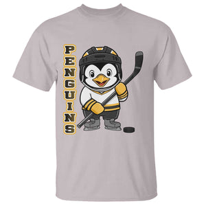Funny Penguin Playing Ice Hockey T Shirt Gift For Kids TS12 Ice Gray Print Your Wear
