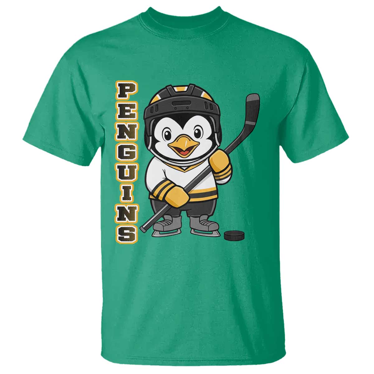 Funny Penguin Playing Ice Hockey T Shirt Gift For Kids TS12 Irish Green Print Your Wear