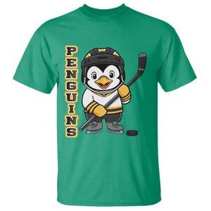 Funny Penguin Playing Ice Hockey T Shirt Gift For Kids TS12 Irish Green Print Your Wear