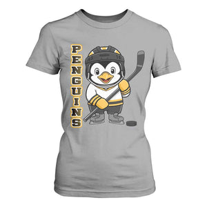Funny Penguin Playing Ice Hockey T Shirt For Women Gift For Kids TS12 Sport Gray Print Your Wear